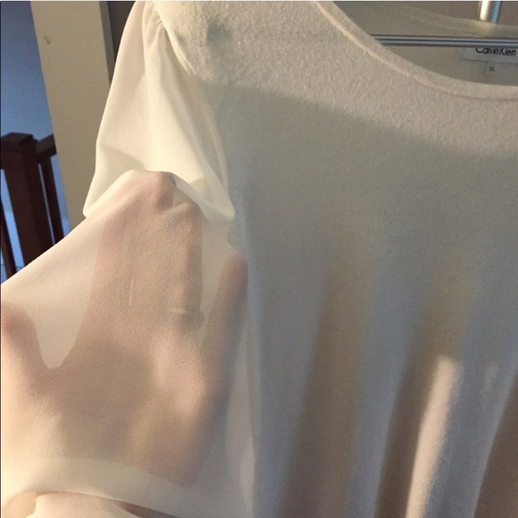 Ivory Calvin Klein Sweater with Sheer Sleeves - Picture 3 of 4